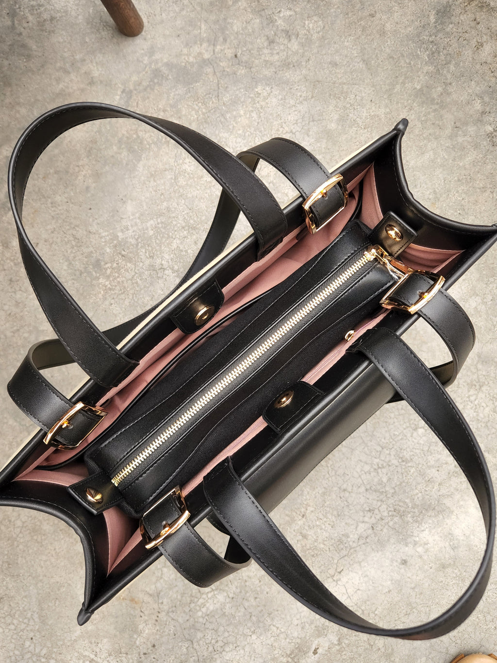 Faye Tote Bag / Black Beige