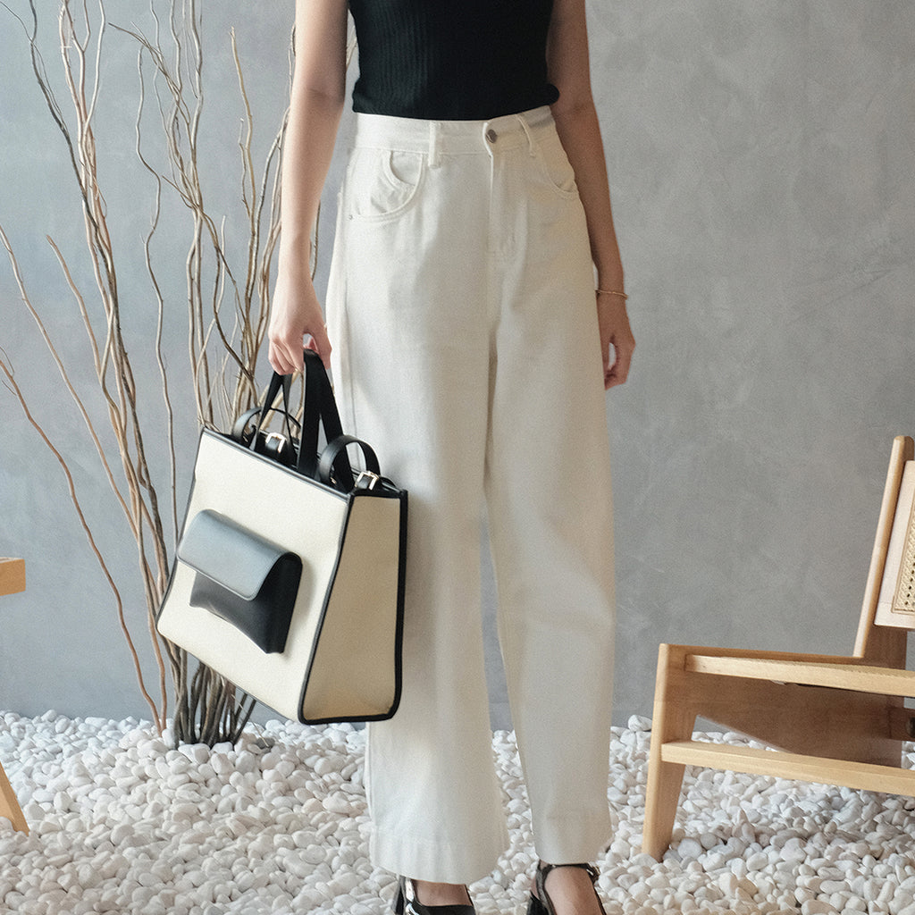 Faye Tote Bag / Black Beige