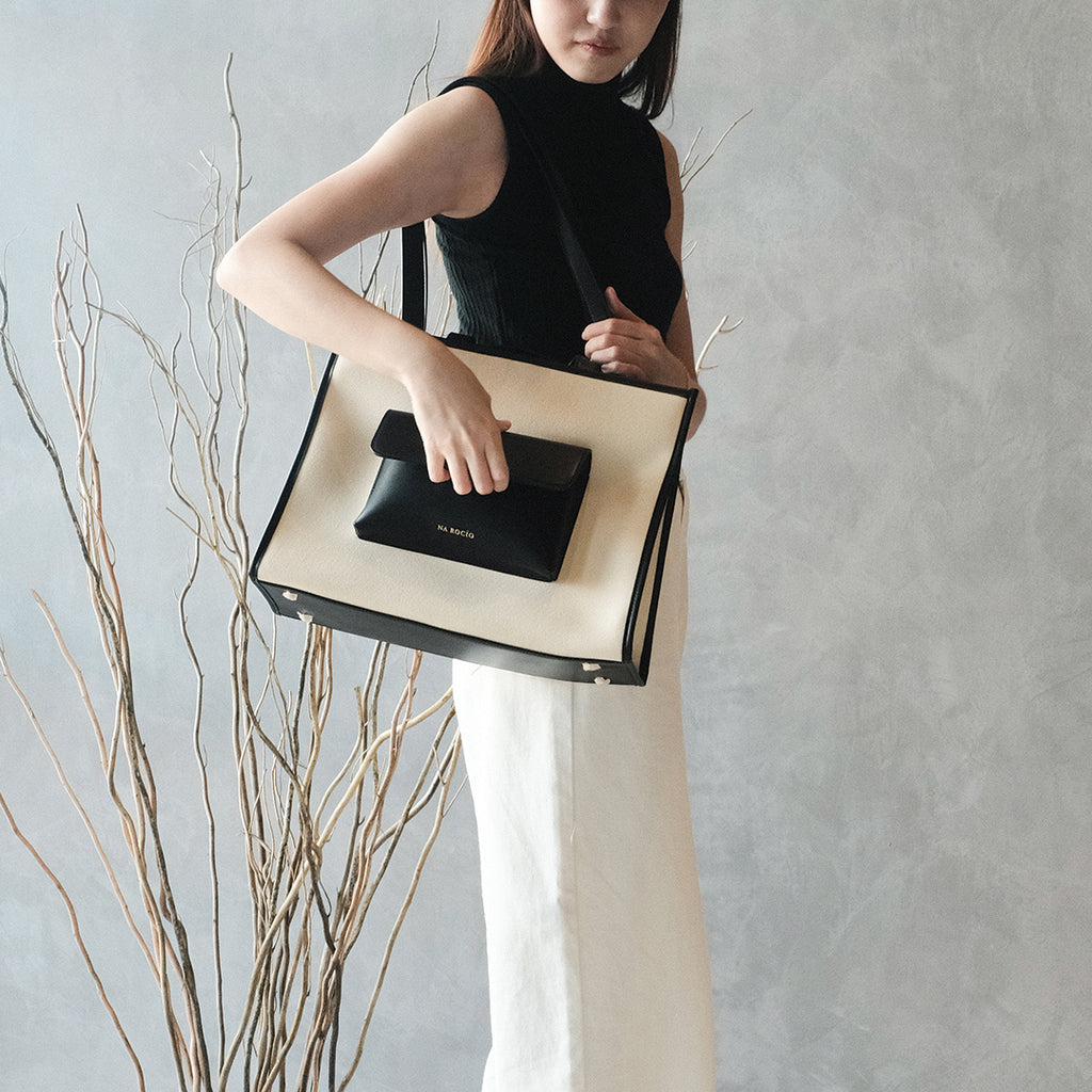 Faye Tote Bag / Black Beige