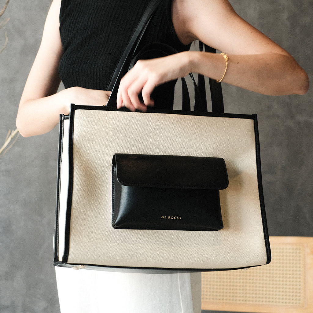 Faye Tote Bag / Black Beige