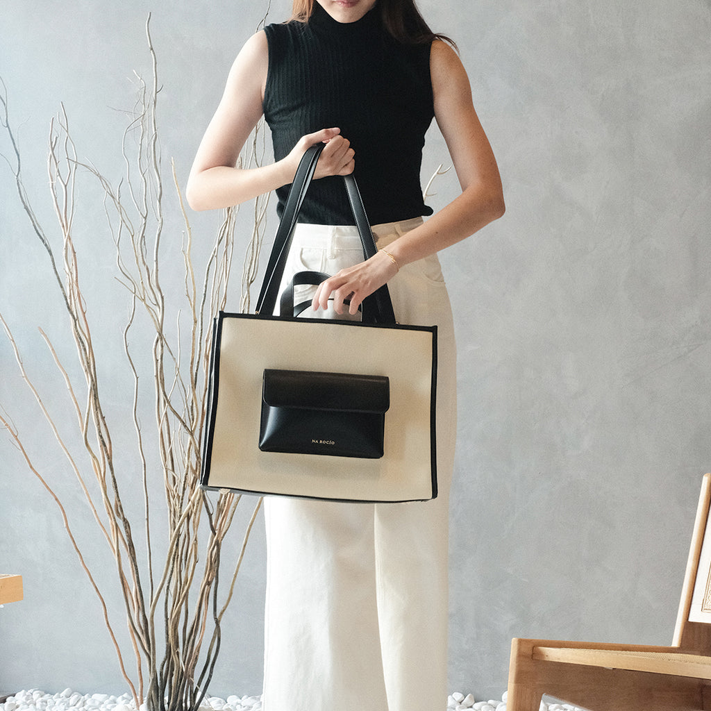 Faye Tote Bag / Black Beige